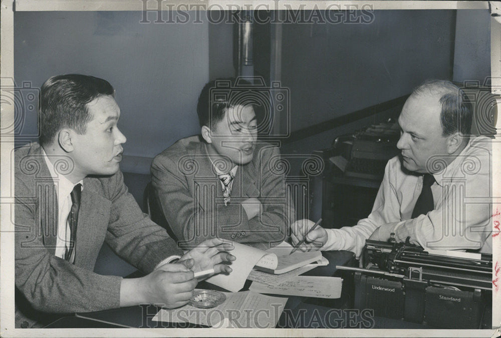 1951 Press Photo  Japanese Newspaper Men Hisao Ishii and Tomio Maeda - Historic Images