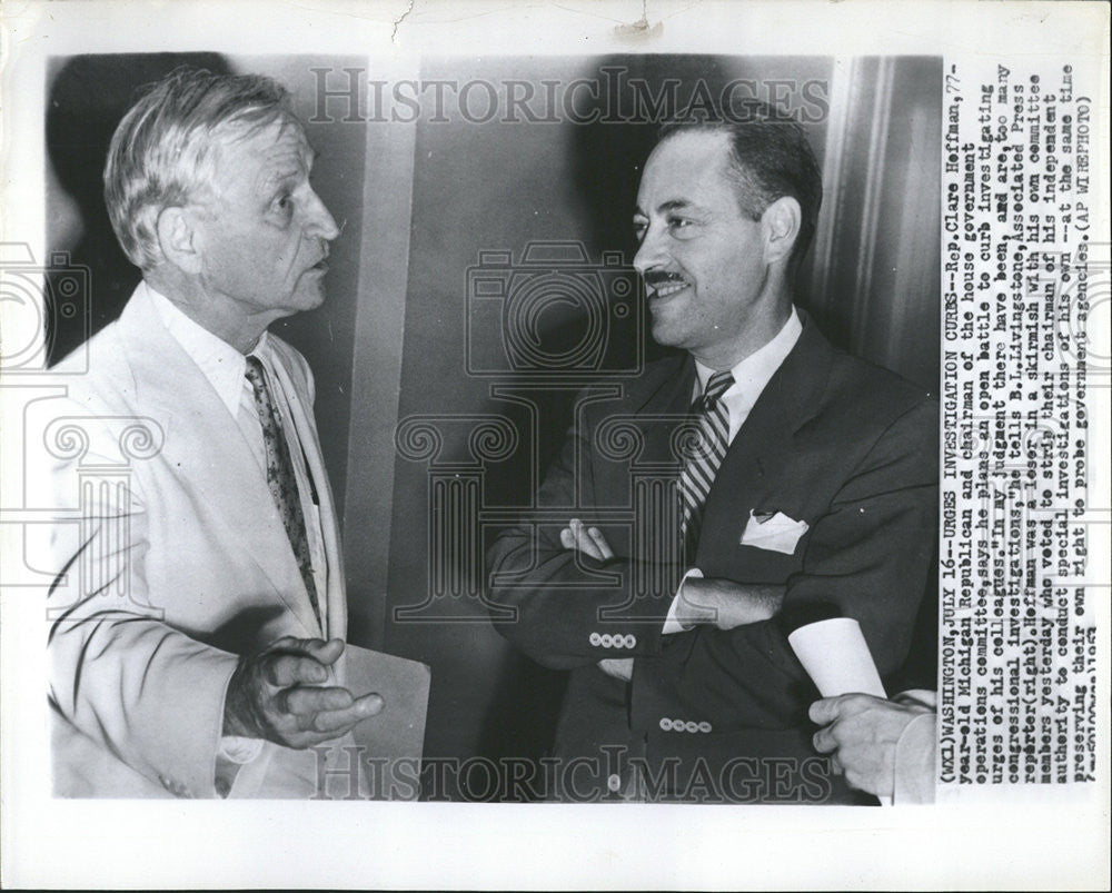 1954 Press Photo Rep Clare Hoffman Michigan Urges Investigation House - Historic Images