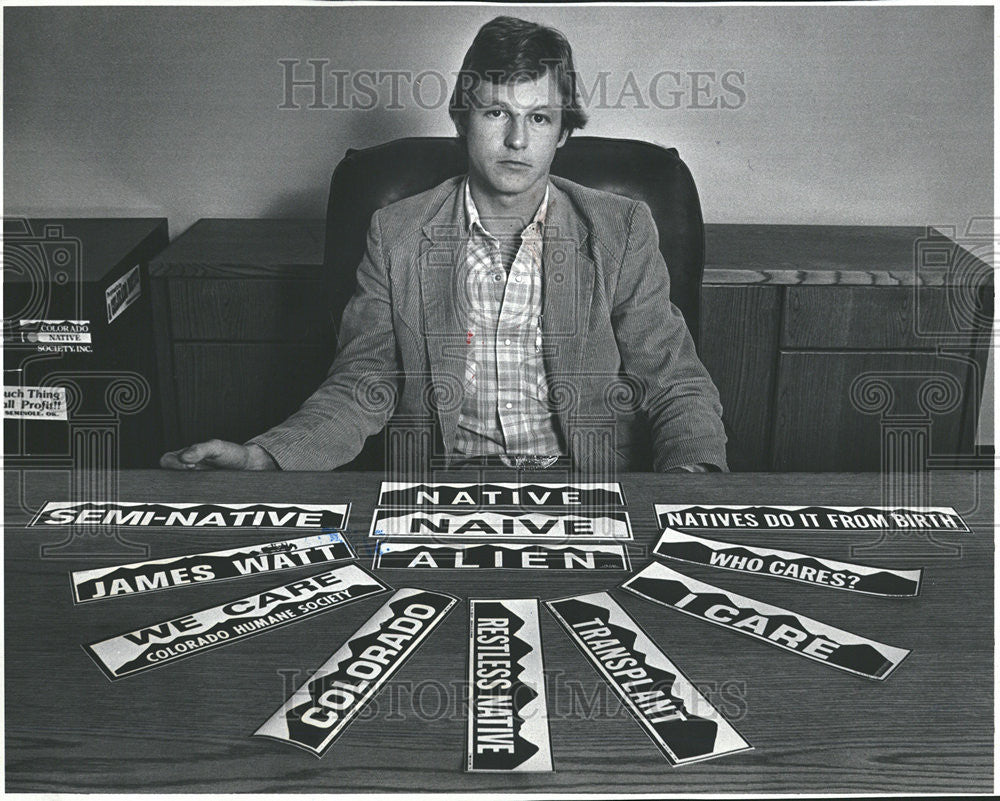 1982 Press Photo Eric Glade native stickers - Historic Images