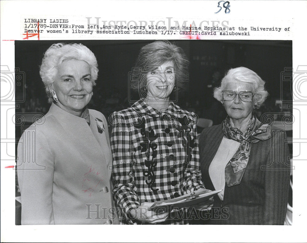 1989 Press Photo Denver Ann Hyde Gerry Wilson Maxine Hopkins - Historic Images