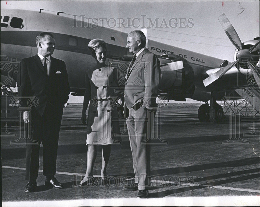 1966 Press Photo Ports-Of-Call Travel Club/Douglas DC7 Plane/Denver Colorado - Historic Images