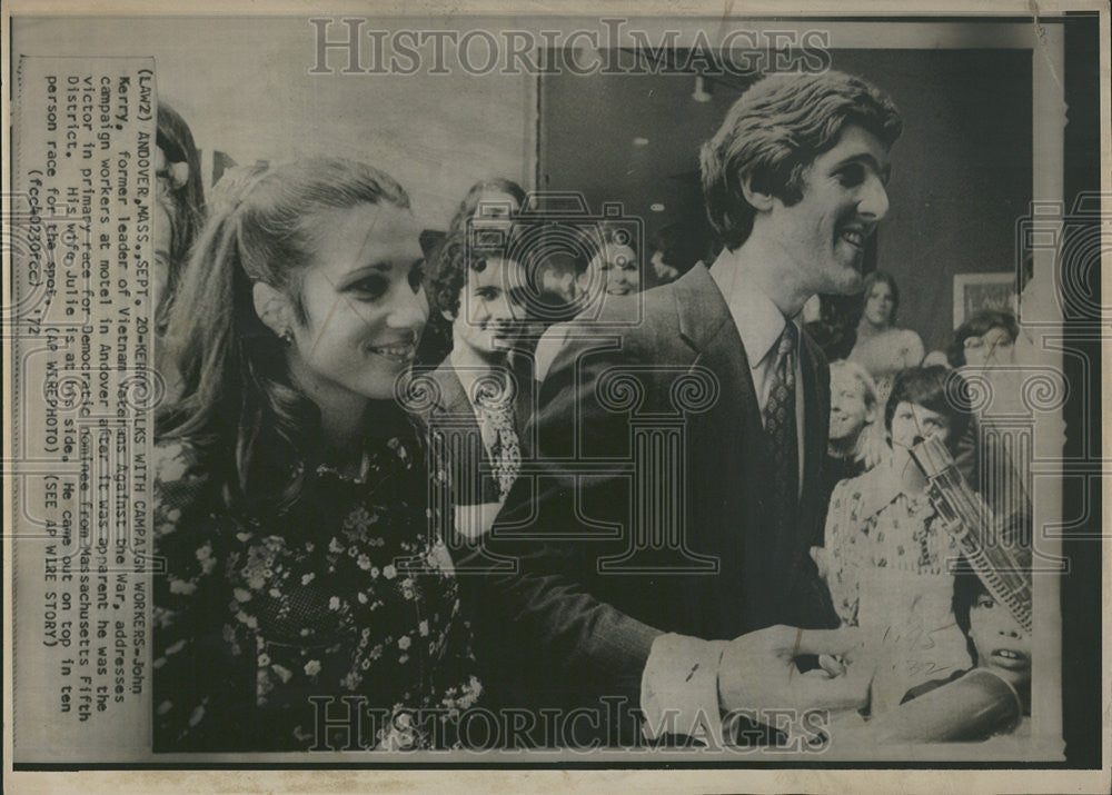 1972 Press Photo John Kerry Wife Andover Democratic Race Massachusetts Primary - Historic Images