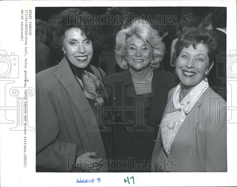 1993 Press Photo Helen Ginsburg, Carol Laycob &amp; Noreen Stillman At Heart Fashion - Historic Images