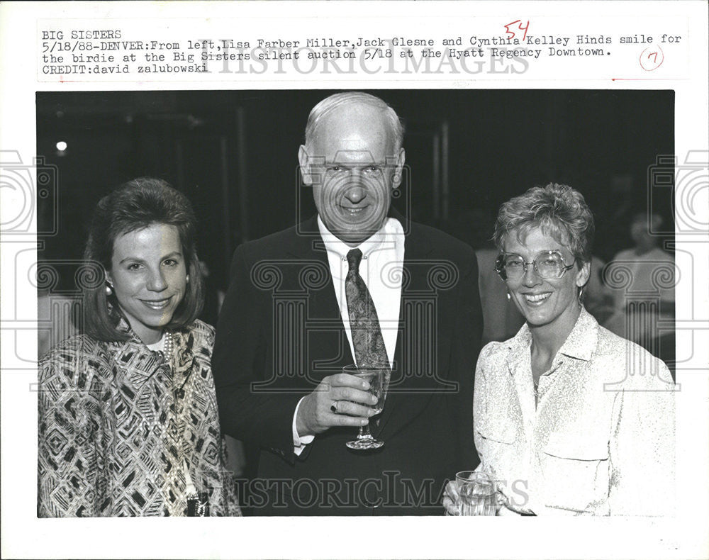 1988 Press Photo Lisa Farber Miller Jack Glesne Cynthia Kelly Hinds Hyatt - Historic Images