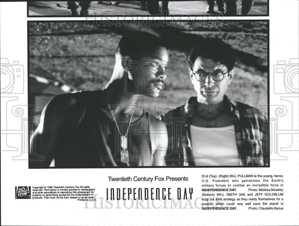 1996 Press Photo Actors Bill Pullman Will Smith Jeff Goldblum &quot;Independence Day&quot; - Historic Images