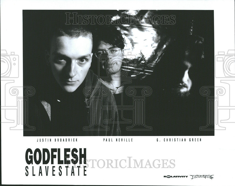 1991 Press Photo Godflesh Slavestate Justin Broadrick Paul Neville Christ Green - Historic Images