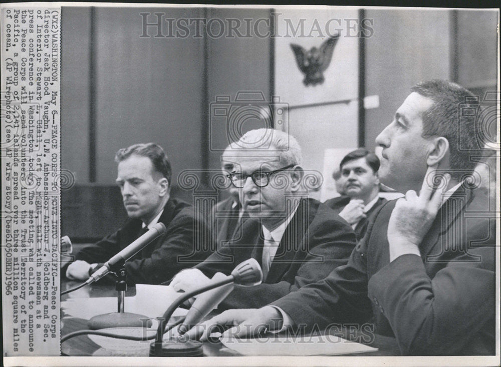 1966 Press Photo Jack Hood Vaughn Arthur Goldberg Stewart Udall - Historic Images