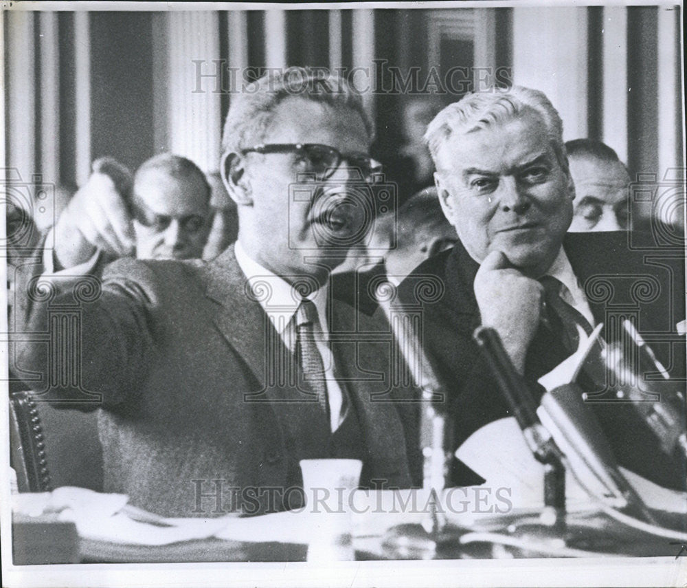 1959 Press Photo Arthur J Goldberg &amp; David J. McDonald United Steelworkers Union - Historic Images