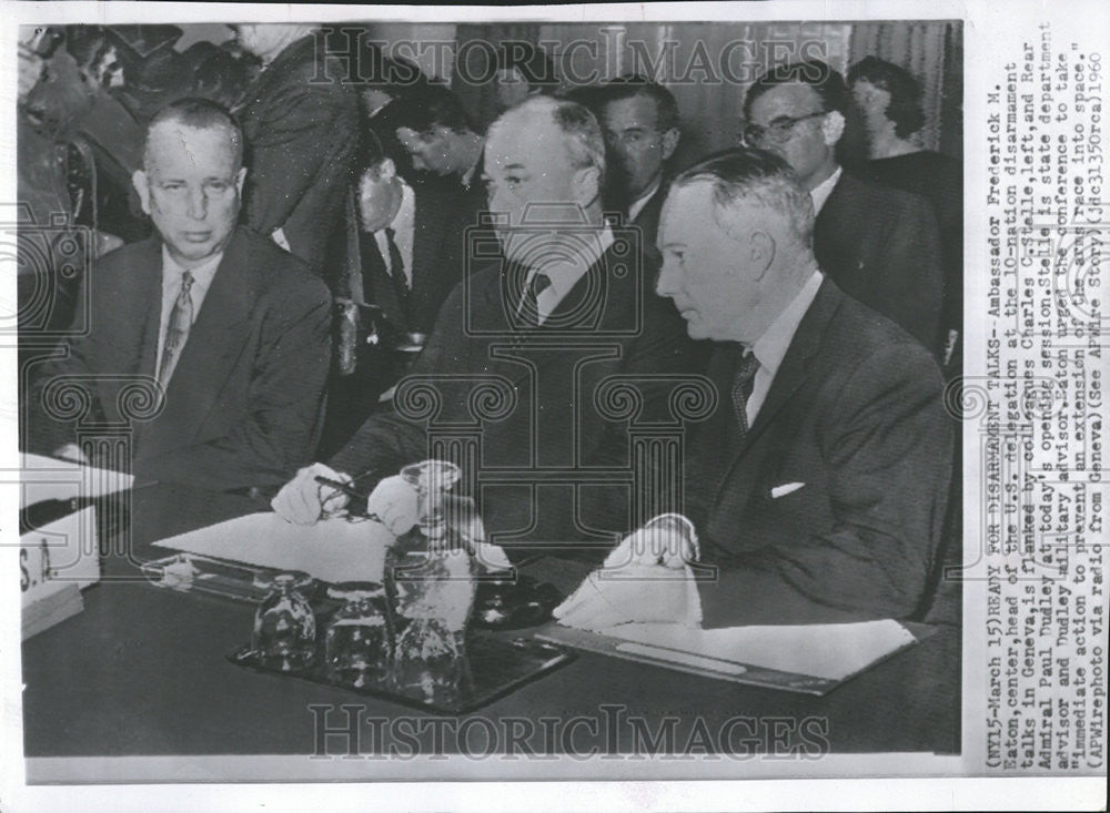 1960 Press Photo Fredrick Easton Geneya Charles Stelle Rear Admiral Paul Dudley - Historic Images