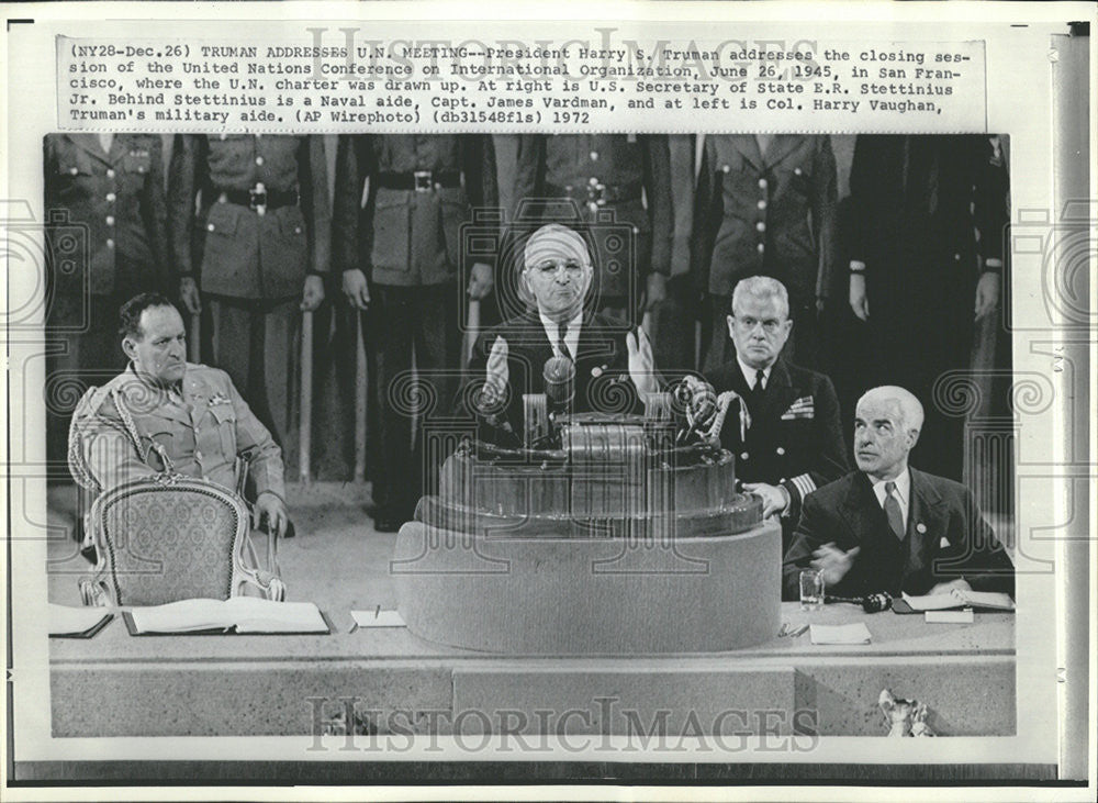 1972 Press Photo Harry Truman UN Conference US San Francisco - Historic Images