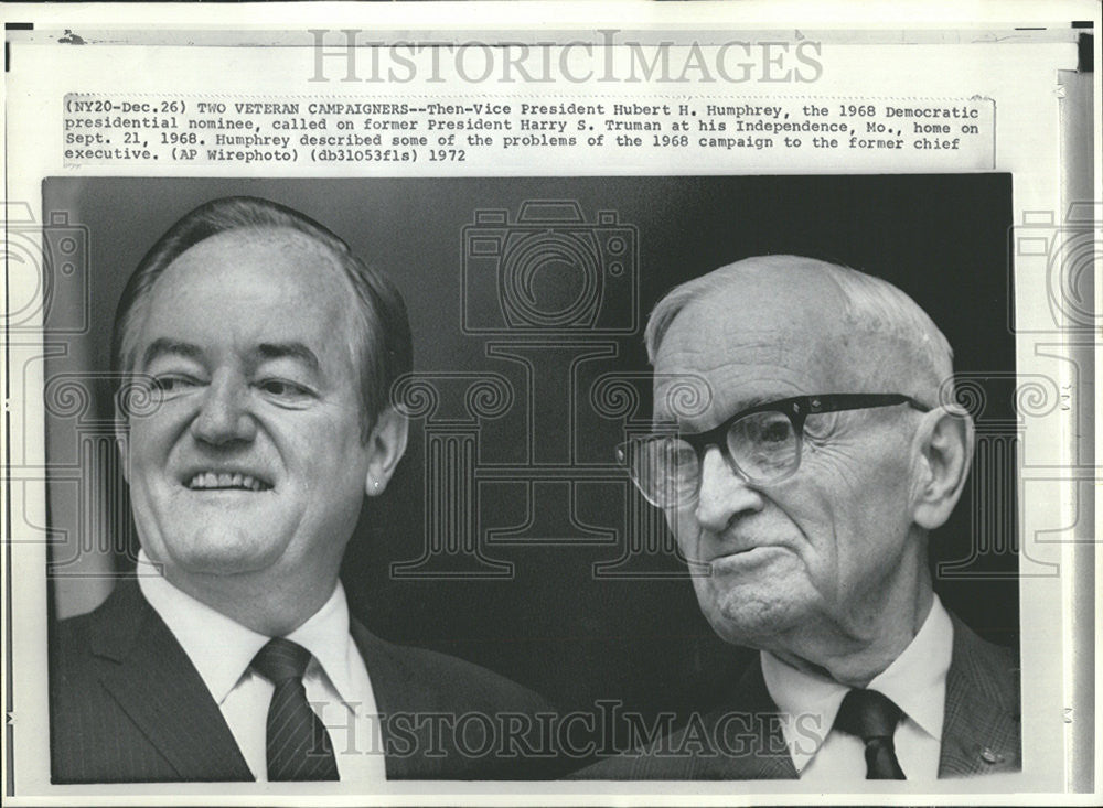 1973 Press Photo Harry Truman Hubert Humphrey - Historic Images