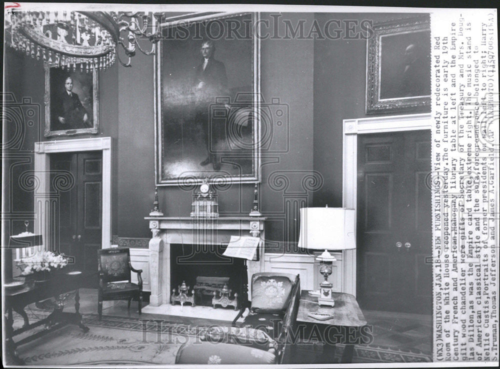 1962 Press Photo White house Redroom American French - Historic Images