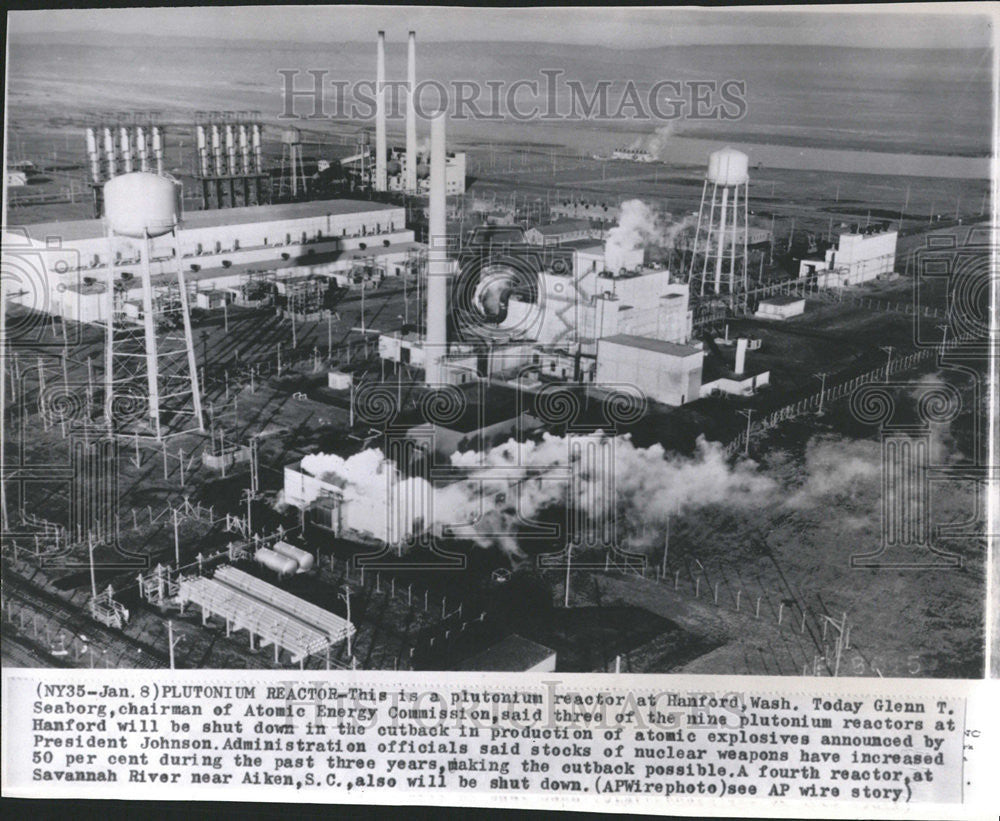 1964 Press Photo Plutonium Reactor Hanford Wash - Historic Images