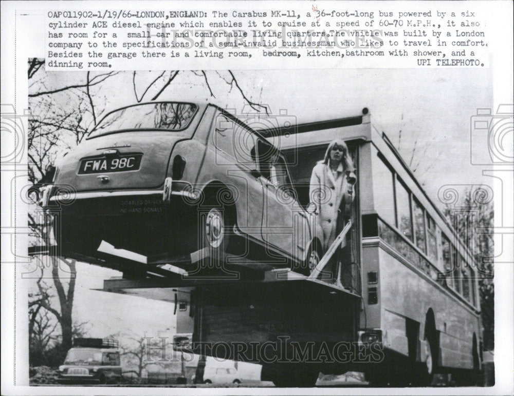 1966 Press Photo Carabus Ace diesel Long Bus Cruise Engine - Historic Images