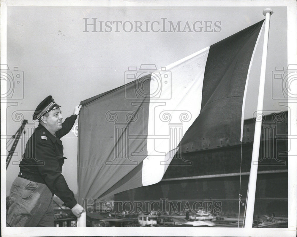 1953 Press Photo Marquette Louis laurans Stern Freighter French Color - Historic Images