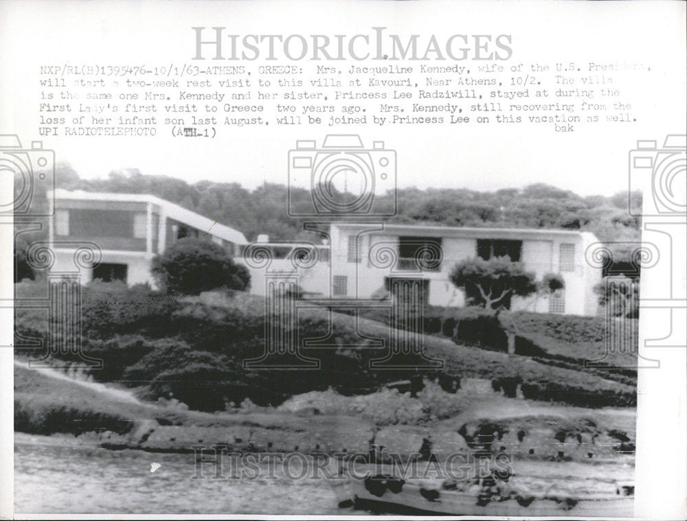 1963 Press Photo Mrs. Jazqueline Kennedy Will Start Rest Visit at Villa - Historic Images