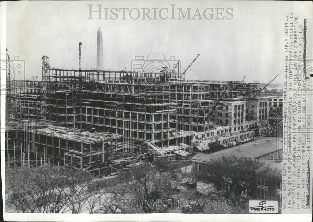 1936 Press Photo Interior Department Building Washington D.C. Roosevelt - Historic Images