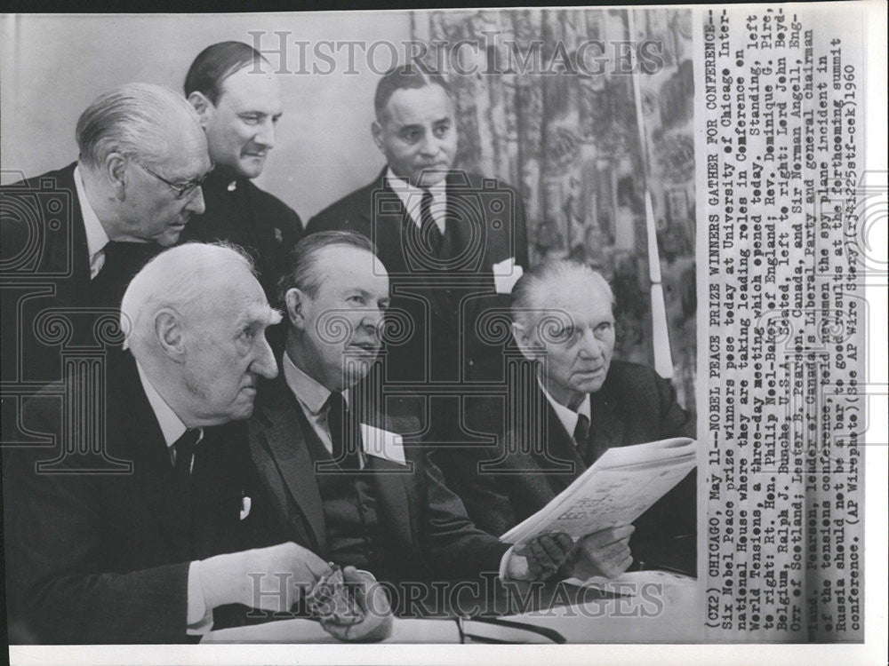 1960 Press Photo Nobel Peace Chicago Philip England Dominique Pire Belgium Ralph - Historic Images