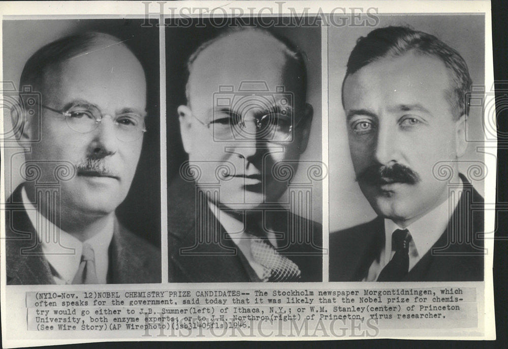 1946 Press Photo Nobel Chemistry Prize Candidates J.B Sumner And W.M. Stanley - Historic Images