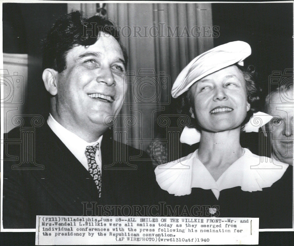 1940 Press Photo Wendell L Willkie Nomination Presidential Election Philadelphia - Historic Images