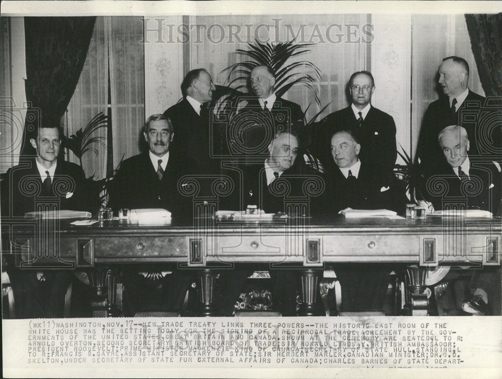 1938 Press Photo Historic Room White House trade agreement US government - Historic Images