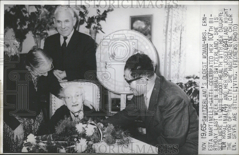 1965 Press Photo Ernesta Martinelli Gatti Celebrate Birthday Aarau Switzerland - Historic Images