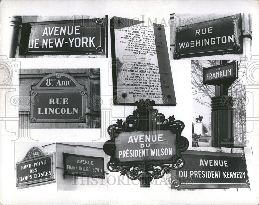 1967 Press Photo Paris Street signs France friendship plaque building - Historic Images