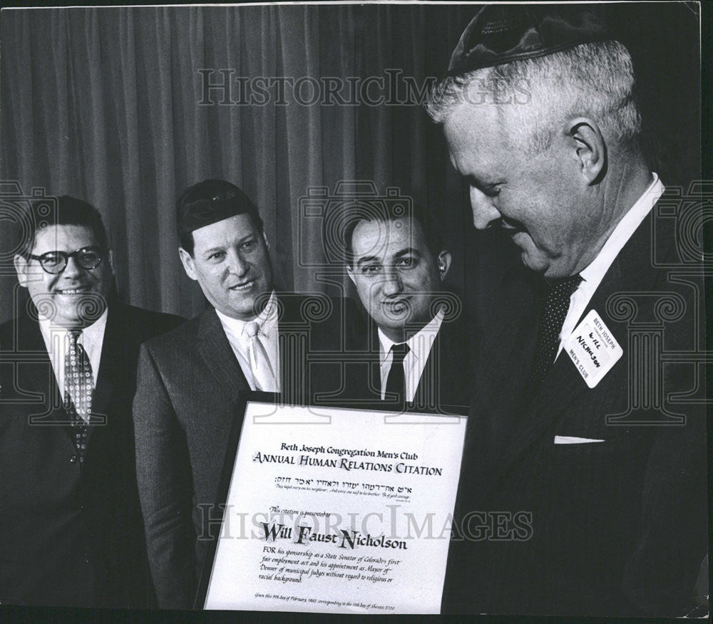 1960 Press Photo Beth Joseph Men&#39;s Club Honors Former Mayor Will Nicholson - Historic Images