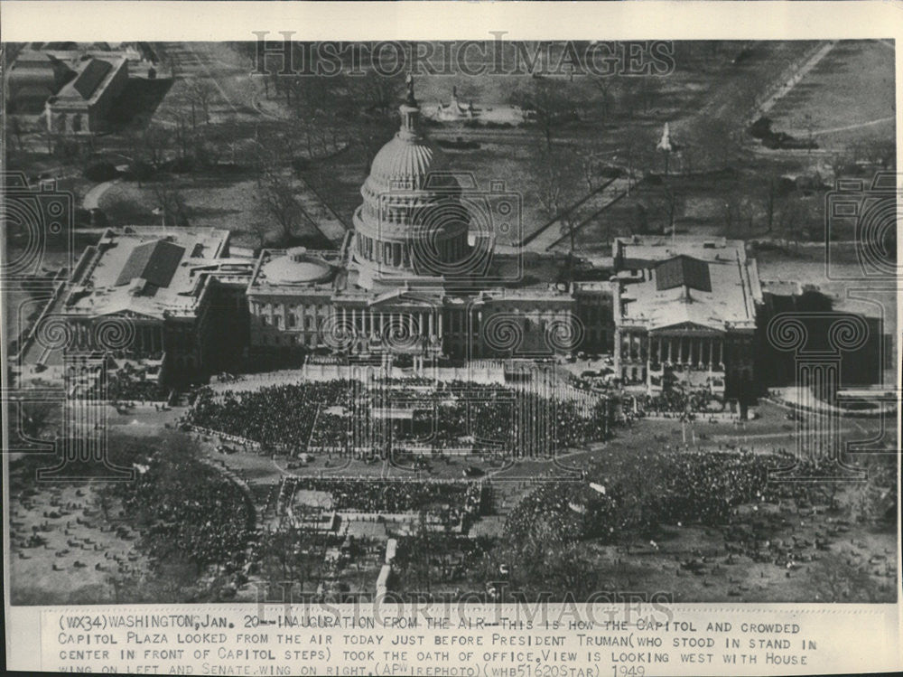 1949 Press Photo President Truman took office Oath capitol plaza crowd - Historic Images