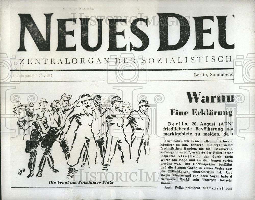 1948 Press Photo Cartoon Front page Communist Party paper Neues Detschiland - Historic Images