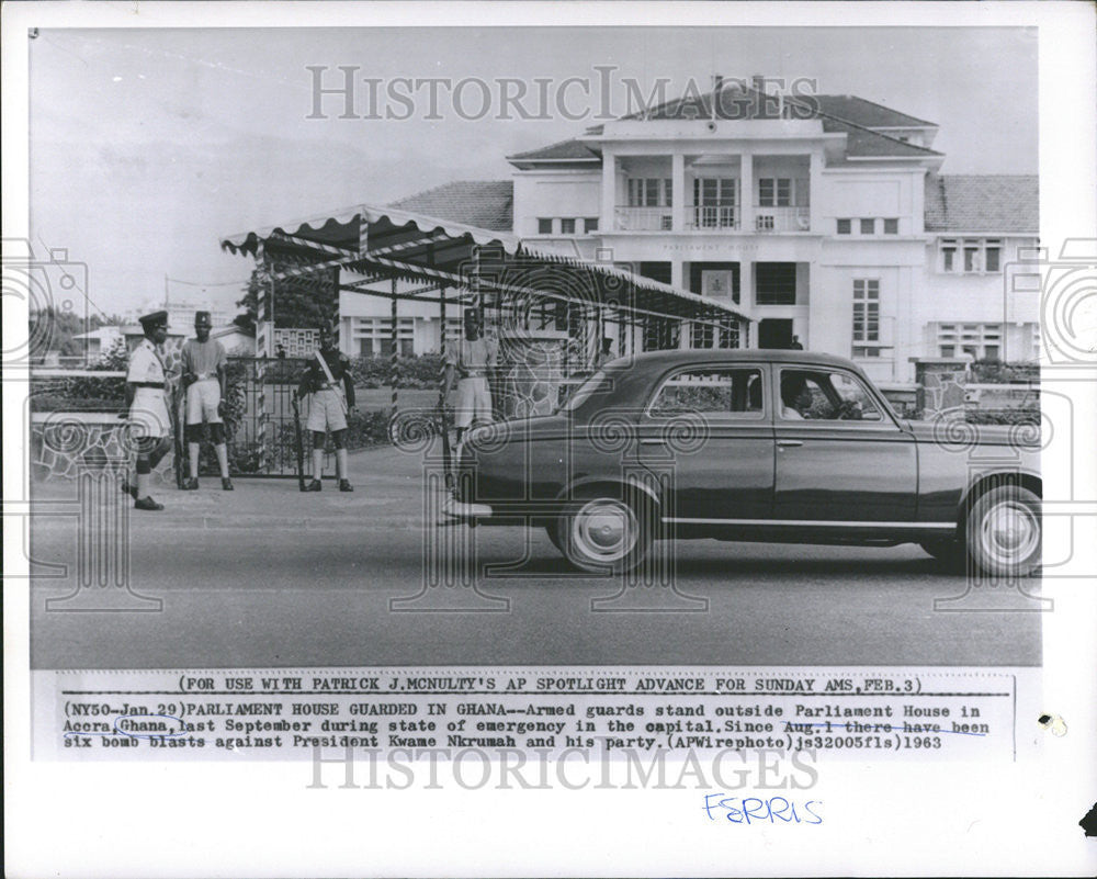 1963 Press Photo Parliament House Accra Ghana Bombings - Historic Images