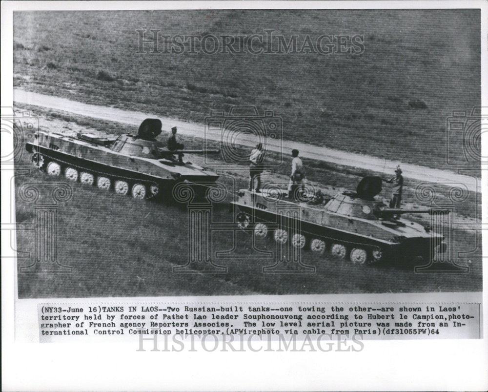 1964 Press Photo Russia Tank Lao Force Pathet Souphanouvong Hubert Campion - Historic Images