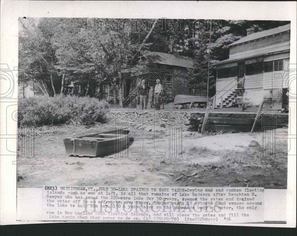 1956 Press Photo Houghton N Sawyer Lake Sadawga 220 Acre Land Owner Whitigham - Historic Images