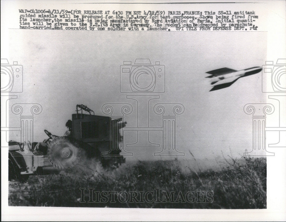 1959 Press Photo SS-11 Antitank Guided Missile United States Army - Historic Images