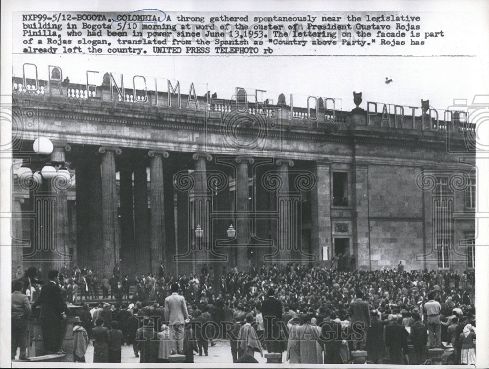 1957 Press Photo President Gustavo Rojas Pinilla Bogota legislative building - Historic Images