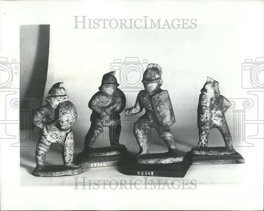 1978 Press Photo Four Terrocotta figurines of gladiators from Naples Museum - Historic Images