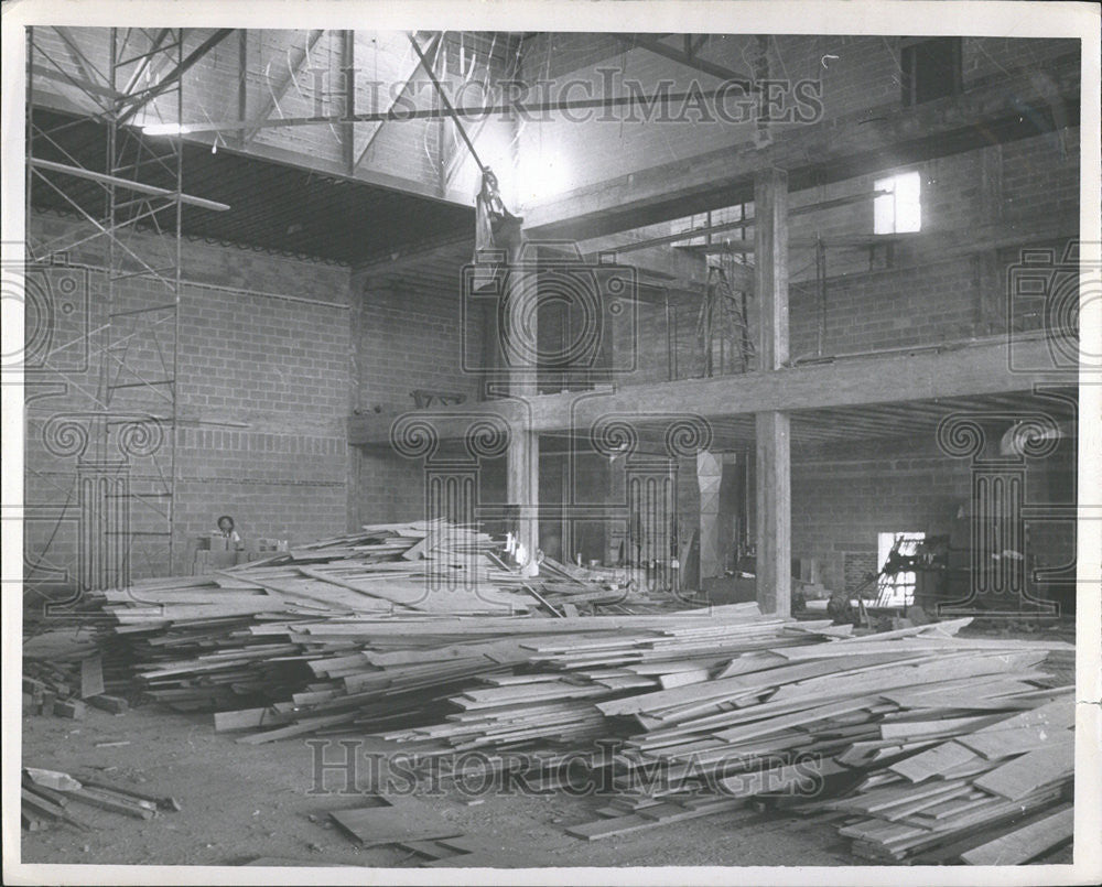 1953 Press Photo Building Repair Fire Denver Colorado - Historic Images