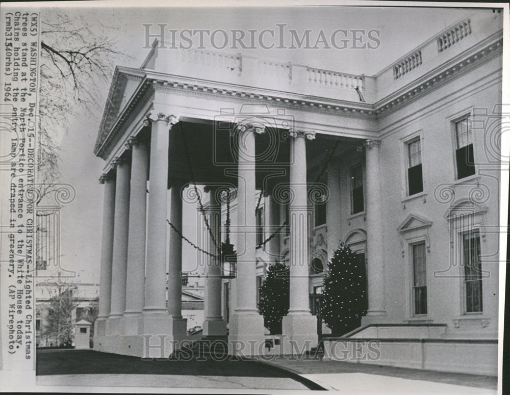 1964 Press Photo White House Washington D.C. Christmas Decorations - Historic Images