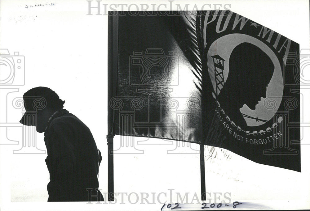 1987 Press Photo POW/MIA Vietnam Veterans Flag - Historic Images