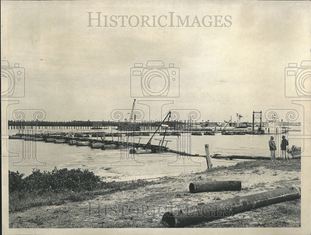 1960 Press Photo Clearwater Memorial Causeway Bridge Construction Florida - Historic Images