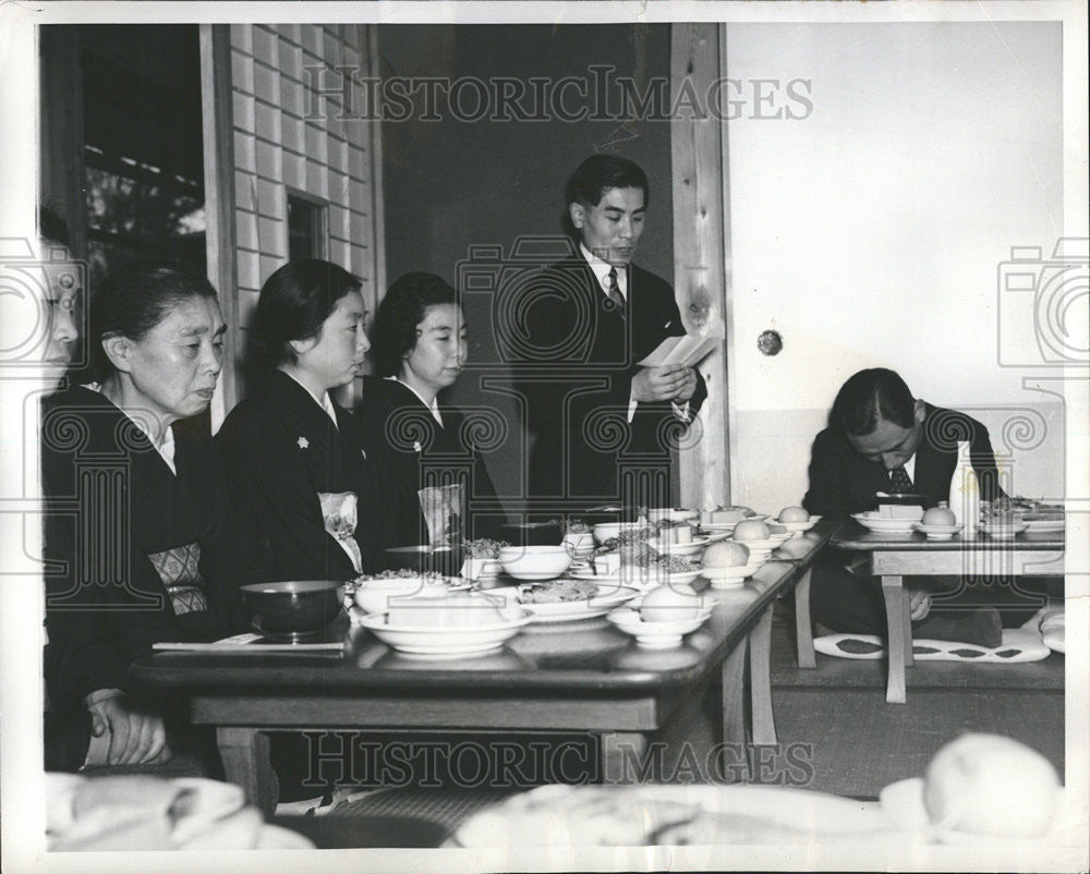 1948 Press Photo Shinto Wedding Bride Groom Hatori family ceremony - Historic Images