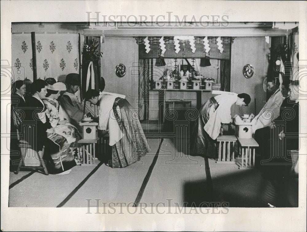 1937 Press Photo Japanese Wedding Ceremony San San Kudo Cup Rice Beer - Historic Images