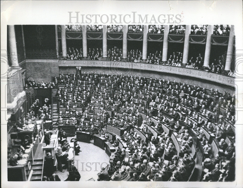 1959 Press Photo French Premier Micheal Debre the Rostrum Outlines The Goverment - Historic Images