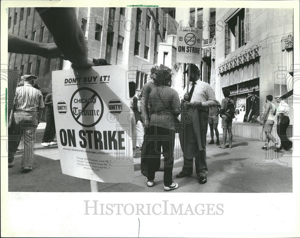 1916 Press Photo Communication America strike union Tribune Tower Picket Line - Historic Images