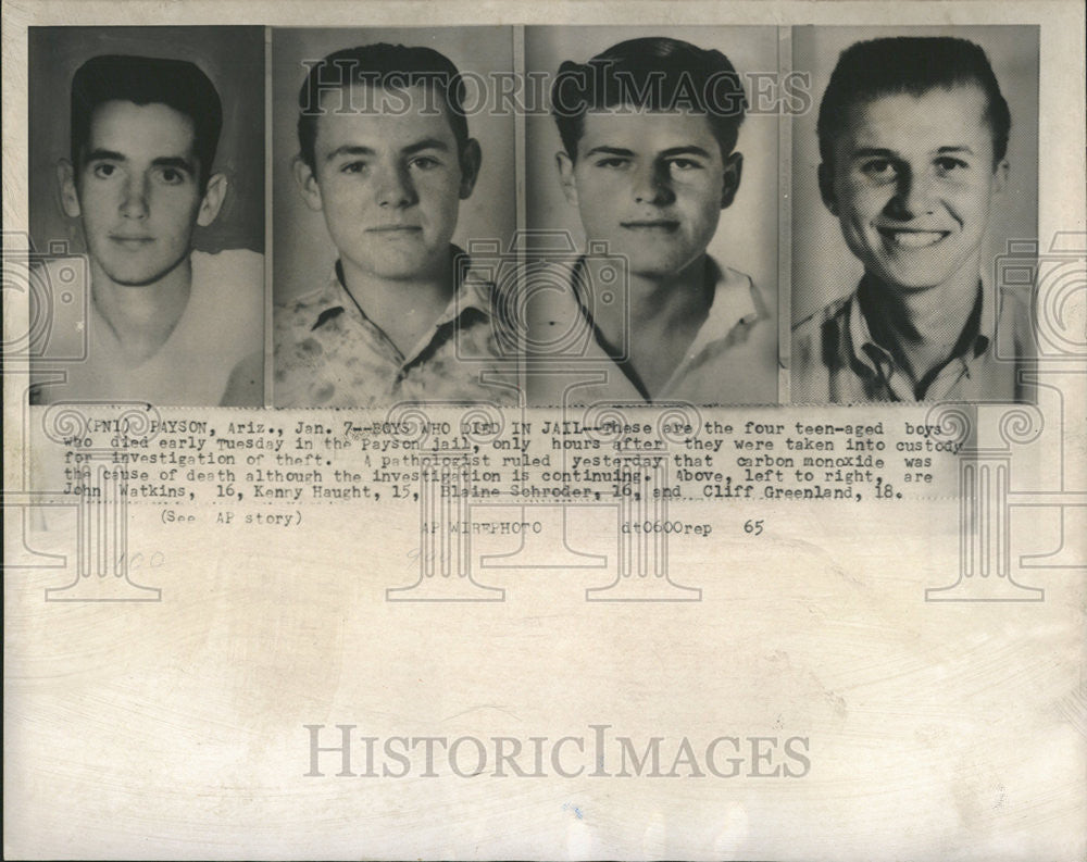 1965 Press Photo Boys who died in Payson Jail - Historic Images