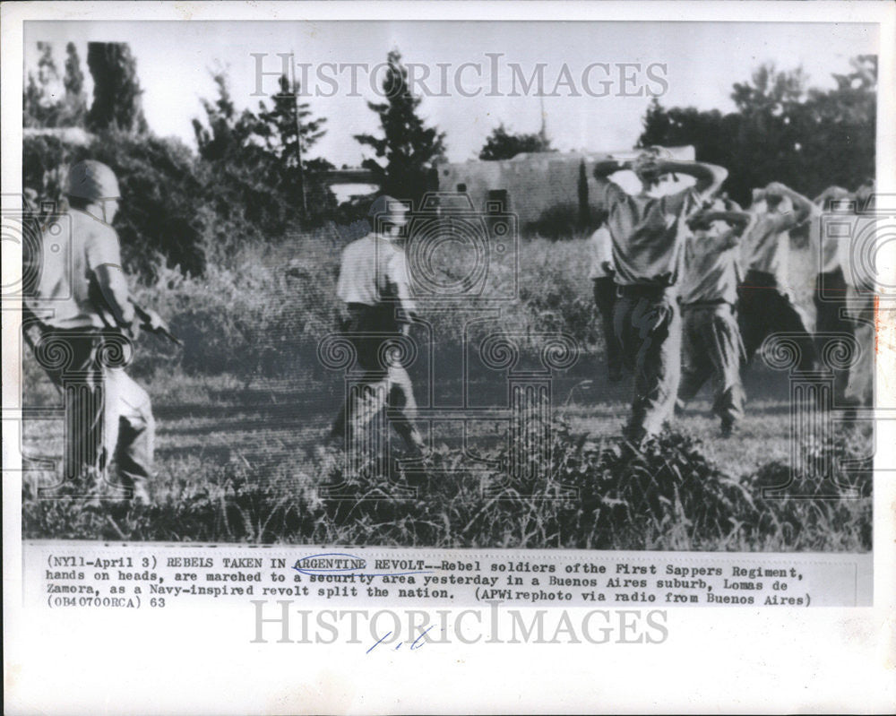 1963 Press Photo Rebels Taken In Argentine Revolt - Historic Images