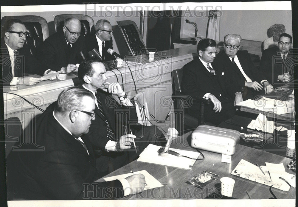 1966 Press Photo Crime Investigation Commission Sen Paul Harlington Wood hearing - Historic Images