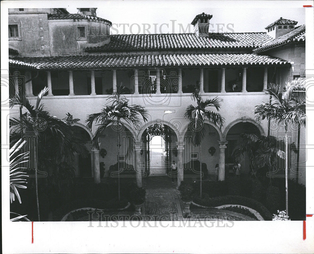 1970 Press Photo Villa Vizcaya courtyard - Historic Images