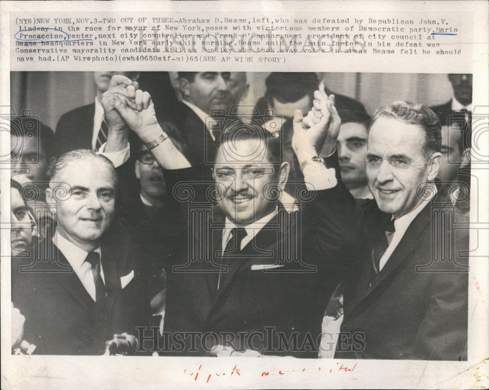 1965 Press Photo Defeated New York Mayoral Candidate Abraham Beame Poses - Historic Images