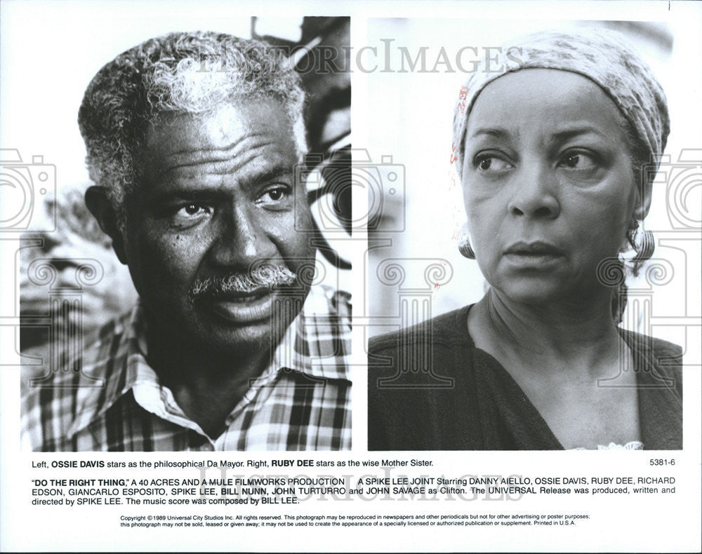 1989 Press Photo Ossie Davis and Ruby Dee In Do The Right Thing - Historic Images